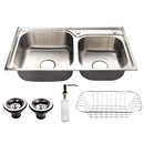 Kit Cuba Dupla Aço Inox + Torneira Gourmet Cromada 50cm Luxo