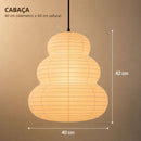 Luminária Pendente Japandi em Papel de Arroz Design Minimalista