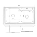 Cuba Dupla para Cozinha Gourmet Aço Inox C/Acessórios 78x43