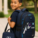 Kit Mochila Astronauta Lancheira Estojo e Chaveiro
