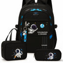 Kit Mochila Astronauta Lancheira Estojo e Chaveiro