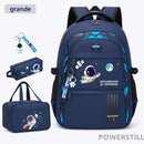 Kit Mochila Astronauta Lancheira Estojo e Chaveiro