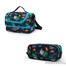 Kit Mochila Dino Rodinhas Lancheira e Estojo Escolar