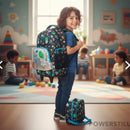 Kit Mochila Dino Rodinhas Lancheira e Estojo Escolar