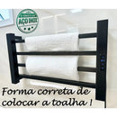 Toalheiro Elétrico Térmico Inox 304 Preto Fosco Timer Digital 1 Toalha